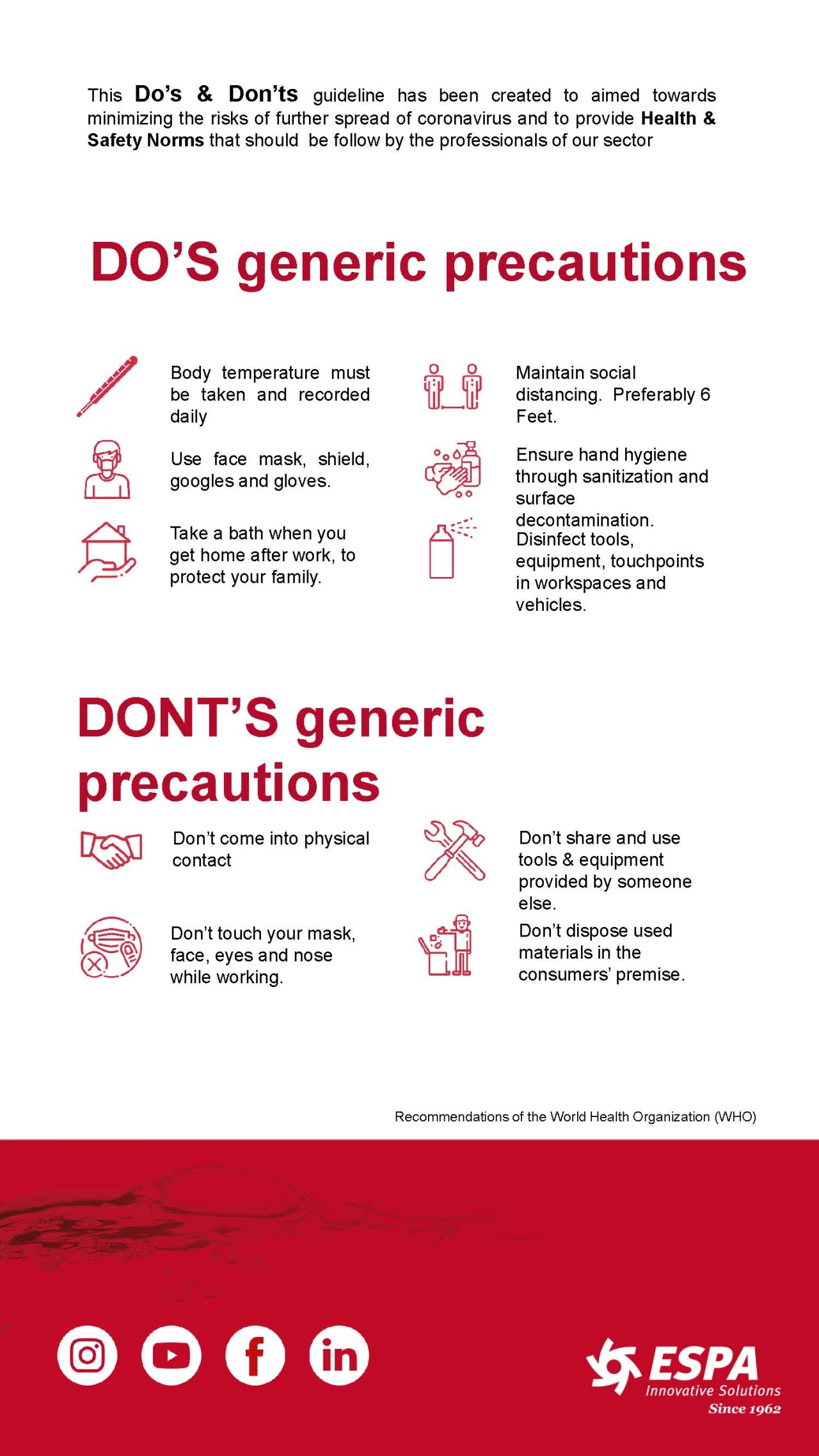 Health and safety norms professionals of our sector